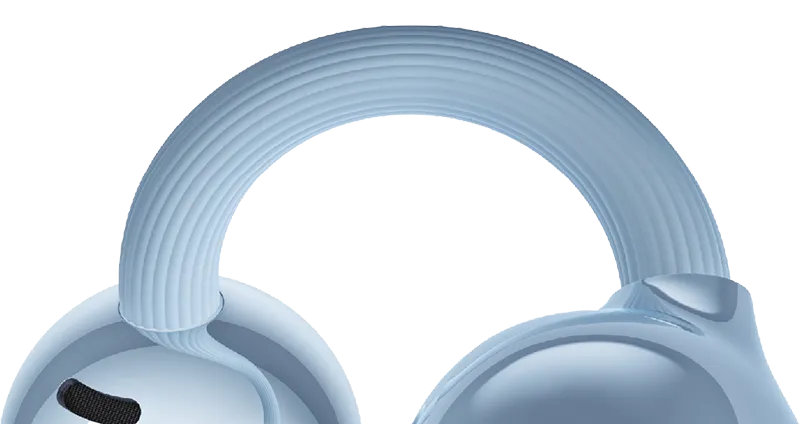 Zbliżenie na lekką, otwartą konstrukcję słuchawek Huawei FreeClip do noszenia przez cały dzień