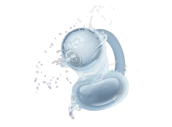 Słuchawki Huawei FreeClip z kroplami wody, symbol odporności na kurz i zachlapania IP57