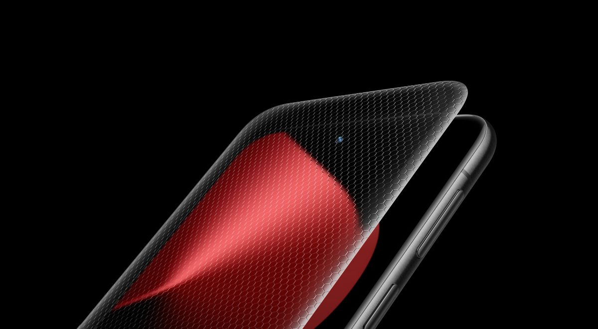 Smartfon Huawei z wytrzymałym szkłem Kunlun Glass drugiej generacji w kolorze czerwonym.