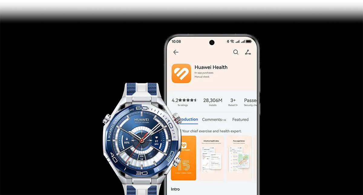 Zegarek i smartfon prezentujące aplikację mobilną kompatybilną z Androidem i iOS