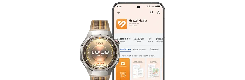 Smartwatch HUAWEI Watch GT 6 Pro z aplikacją mobilną, kompatybilny z systemami Android i iOS.