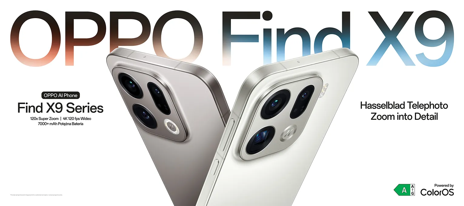 OPPO Find X9 Series - dwa telefony w kolorze srebrnym i białym.