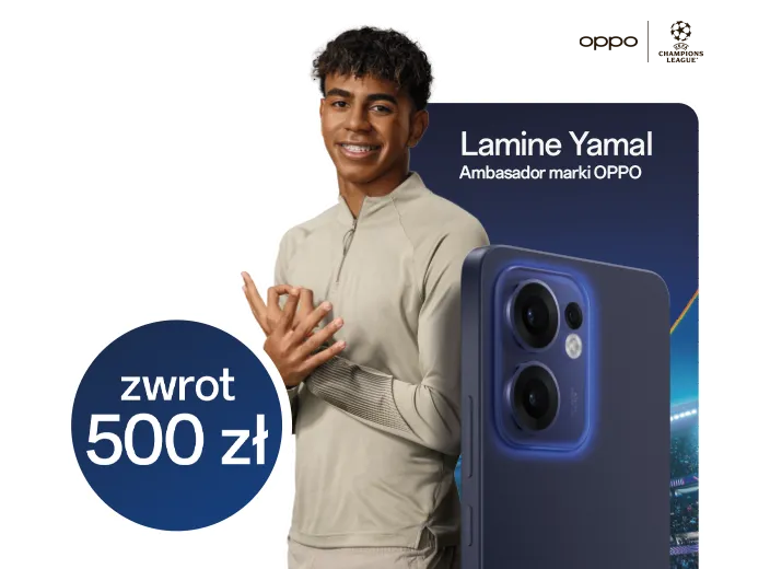 Kup wybrany smartfon z serii OPPO Reno13 5G i odbierz 500zł zwrotu od OPPO