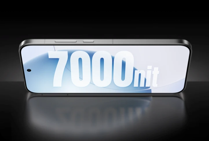 Ekran z napisem 7000 nitów symbolizującym wysoką luminancję.