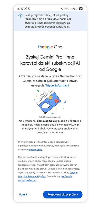 w kilka kliknięć zyskasz 6 miesięcy darmowego Google AI Pro