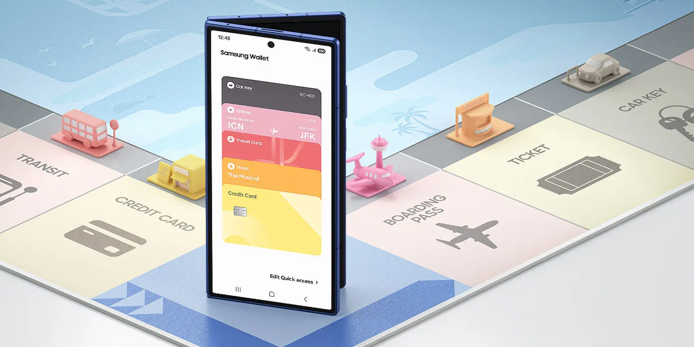 Kluczyk do auta, karta pokładowa i bilet w aplikacji Samsung Wallet