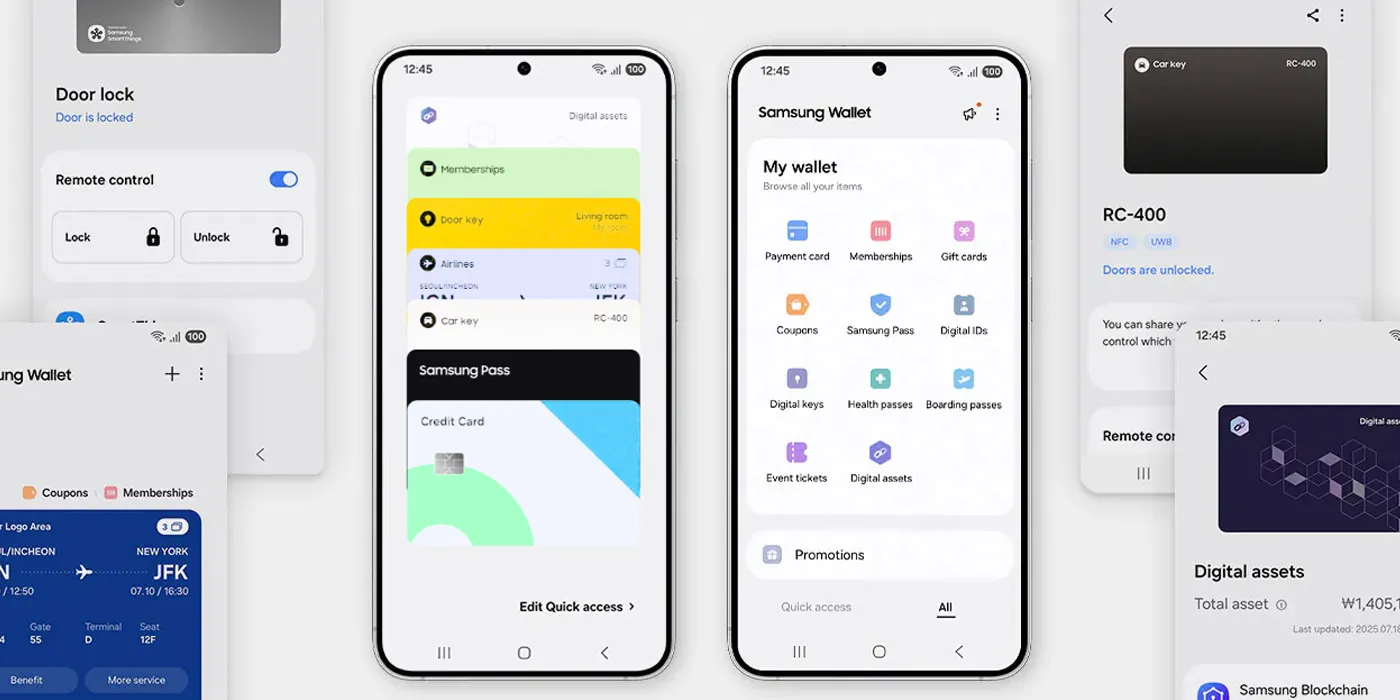 przejrzysty interfejs aplikacji Samsung Wallet