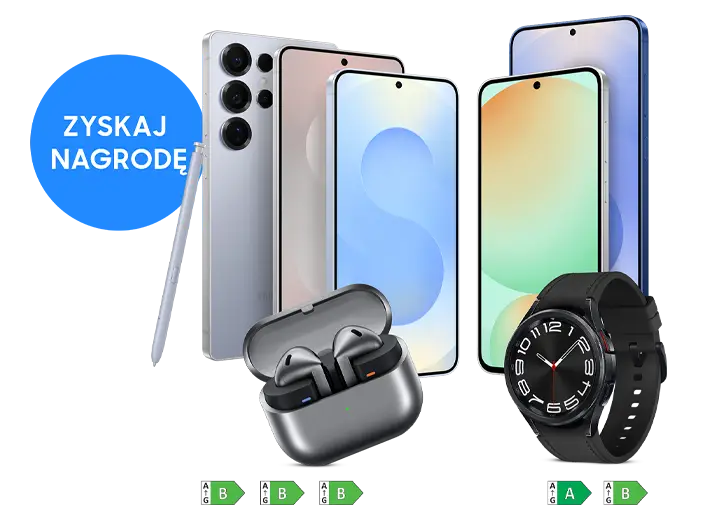 Kup wybrany smartfon z serii Galaxy S25 lub Galaxy S24 FE i otrzymaj słuchawki Galaxy Buds3 Pro lub zegarek Galaxy Watch6 Classic